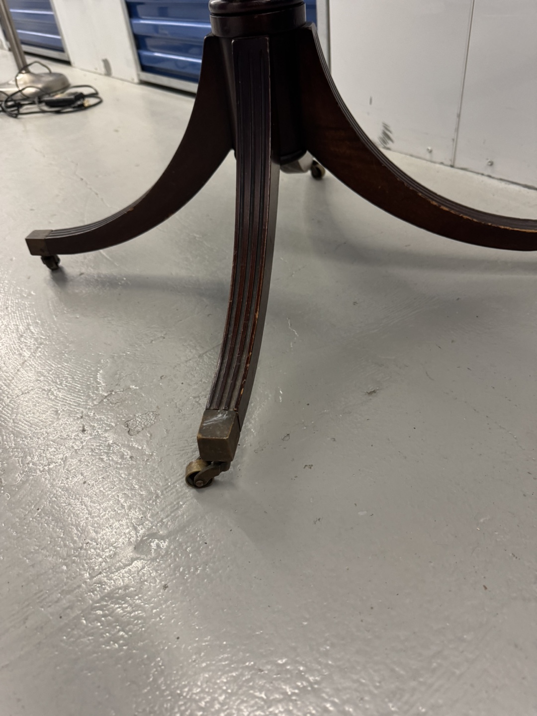 Vintage Round Leather Top Side Table with Drawer - photo 2