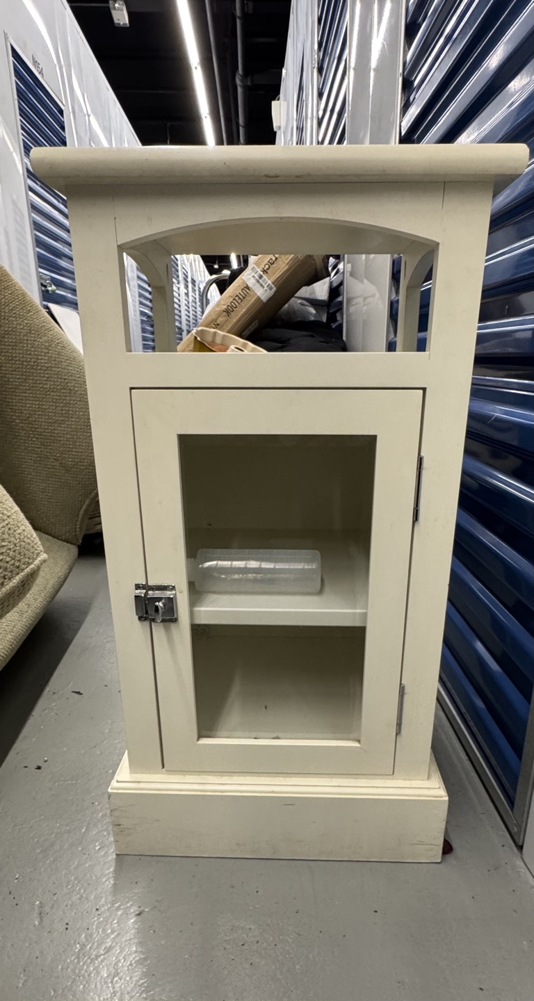Pottery Barn White Wood Cabinet with Glass Door