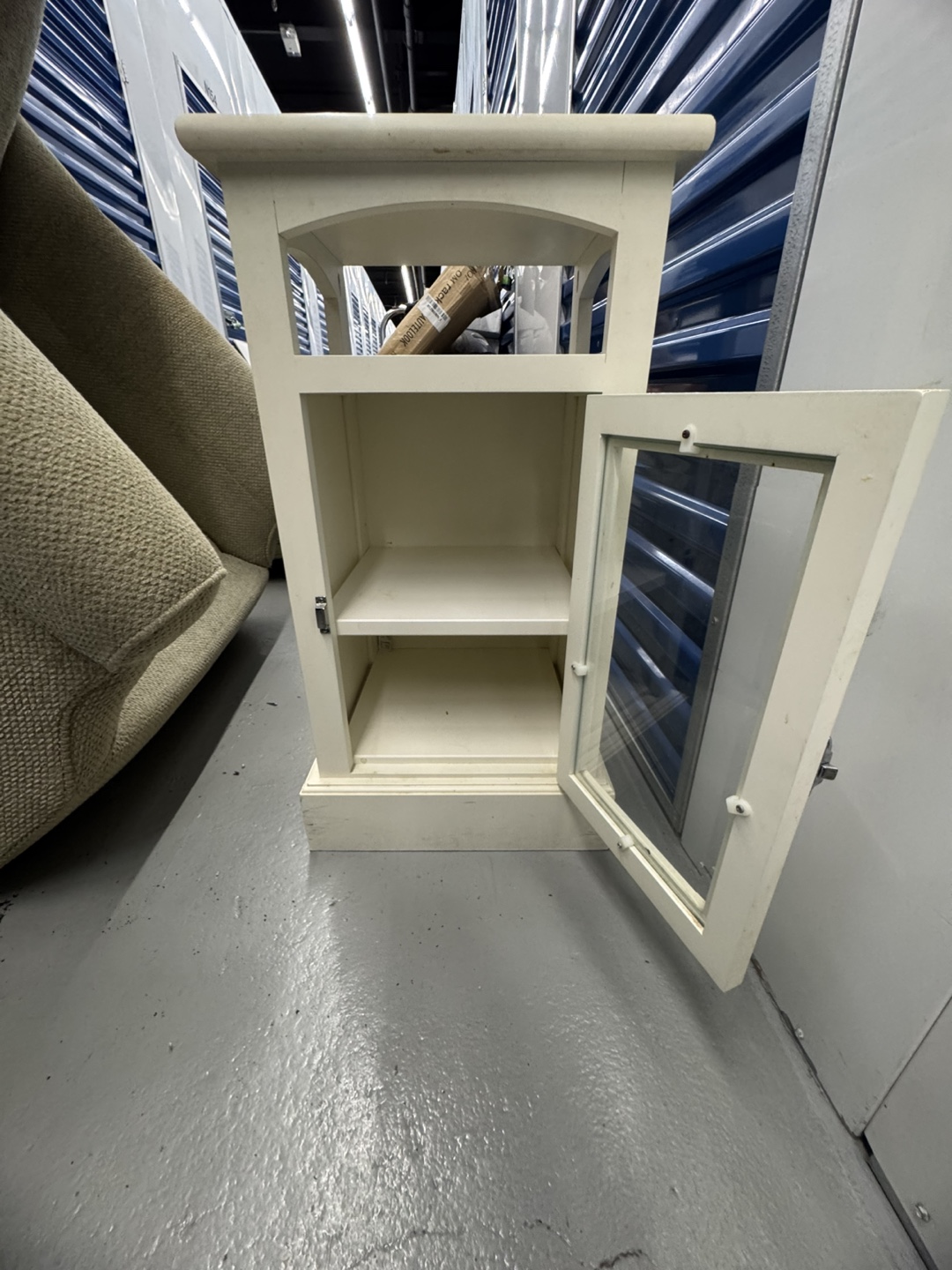 Pottery Barn White Wood Cabinet with Glass Door - photo 2
