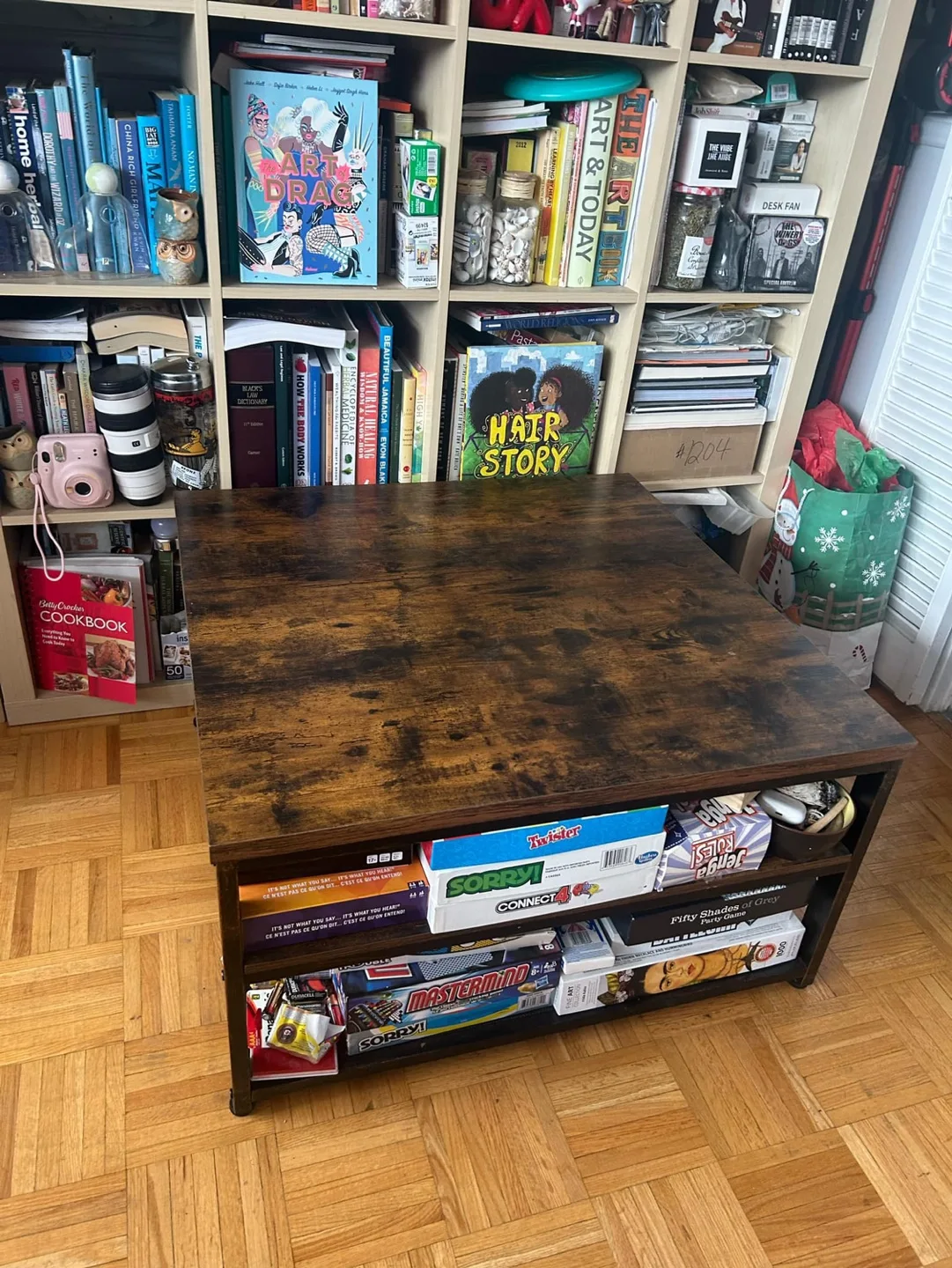 Rustic Brown Square Coffee Table with Storage image indicator(2)
