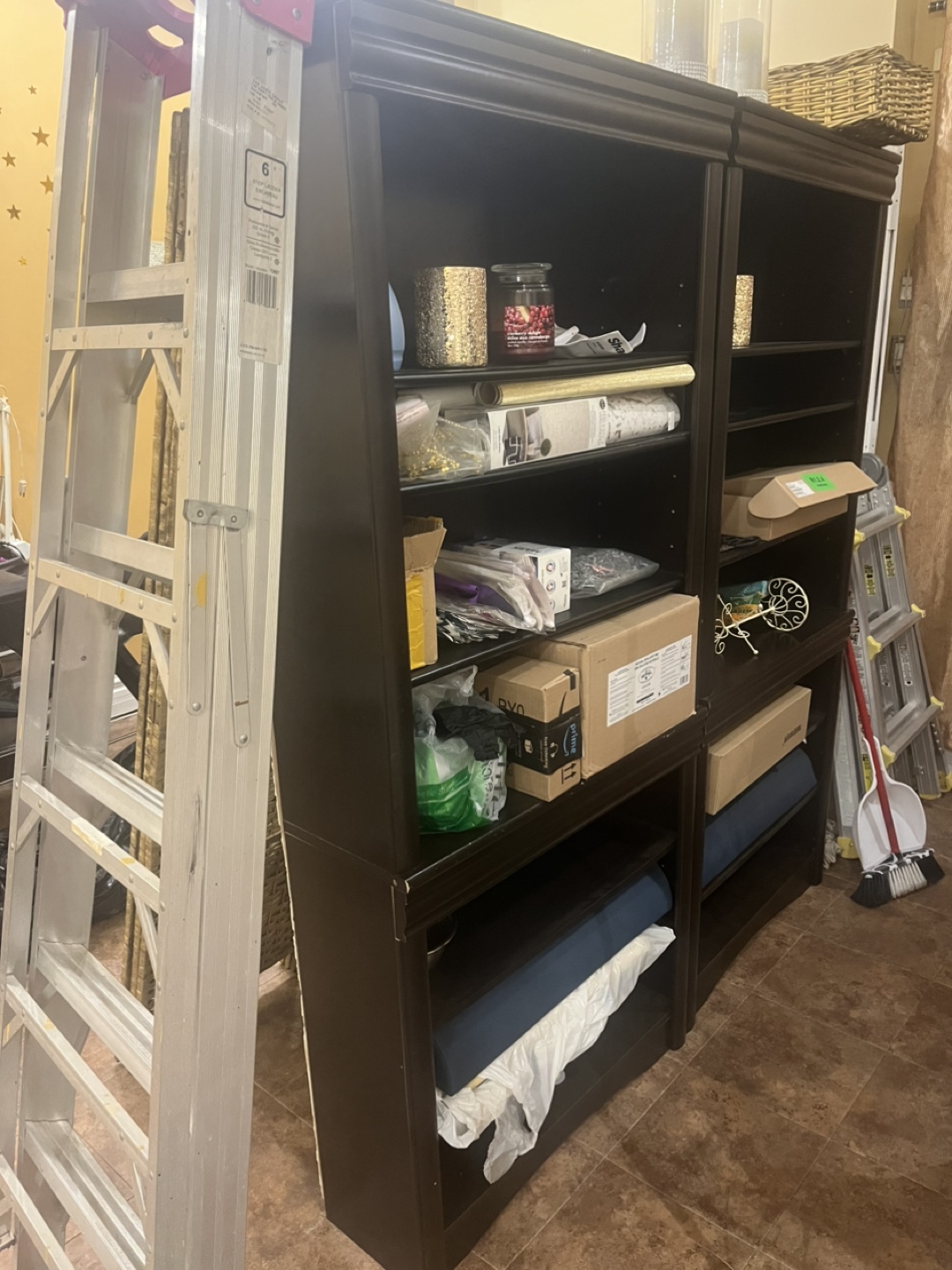 Pair of Dark Brown Wooden Bookcases