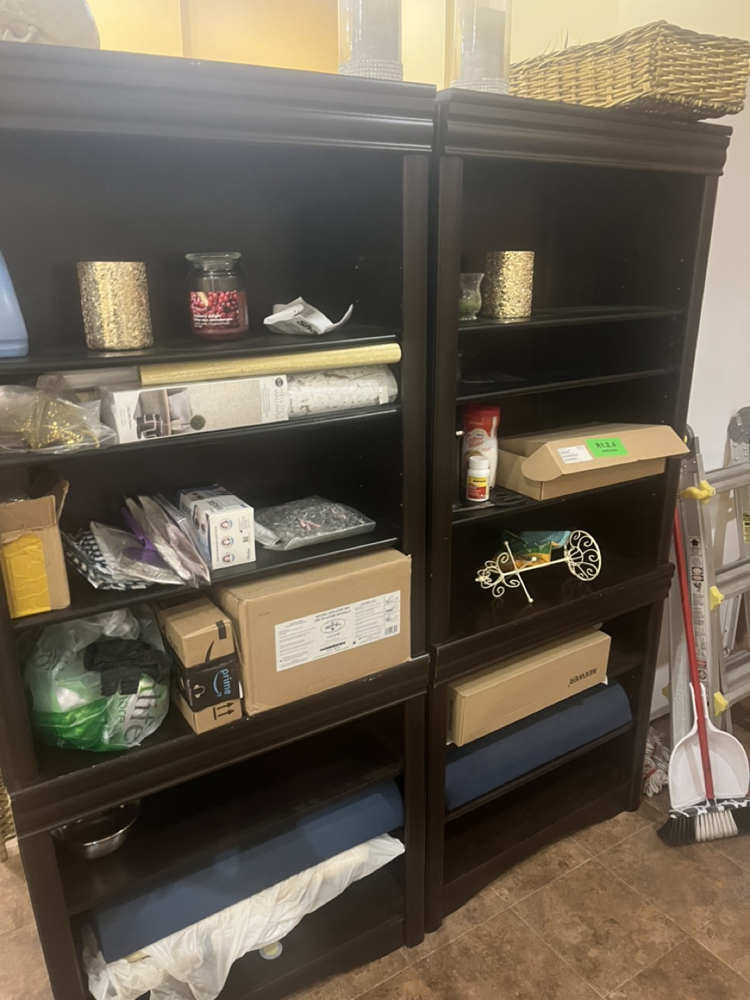 Pair of Dark Brown Wooden Bookcases - photo 3