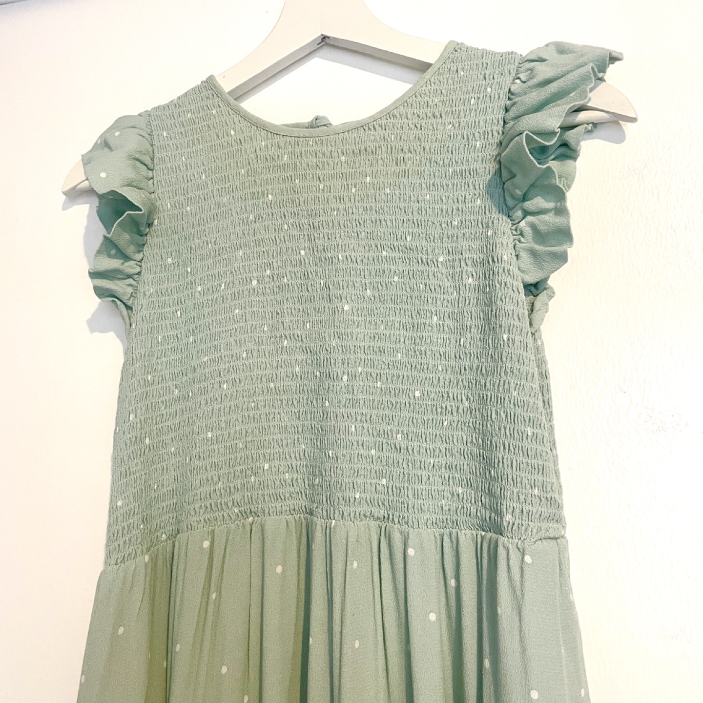 a new day Mint Green Polka Dot Smocked Dress Size S - photo 4