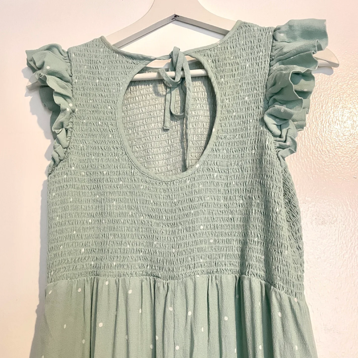 a new day Mint Green Polka Dot Smocked Dress Size S image indicator(6)