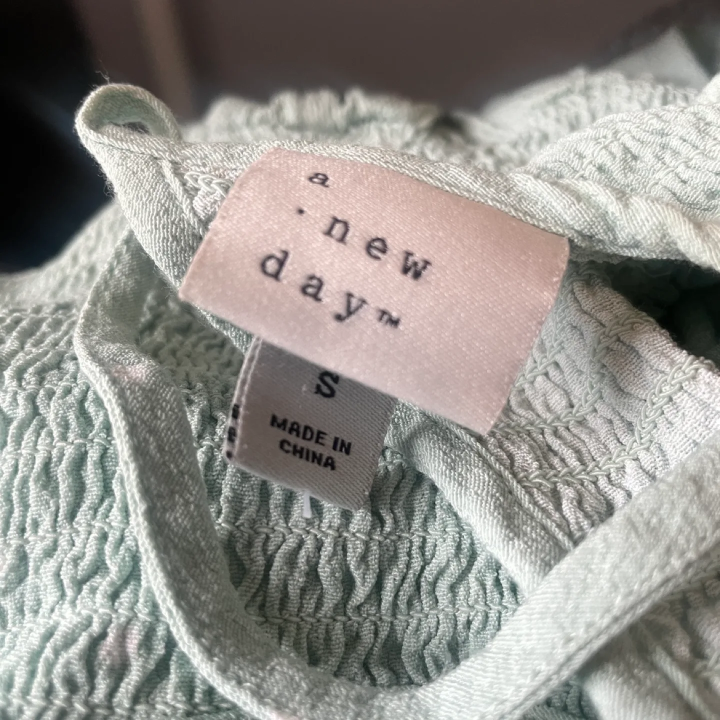 a new day Mint Green Polka Dot Smocked Dress Size S image indicator(8)