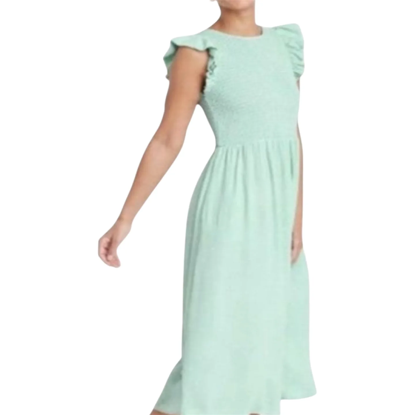 a new day Mint Green Polka Dot Smocked Dress Size S image indicator(10)