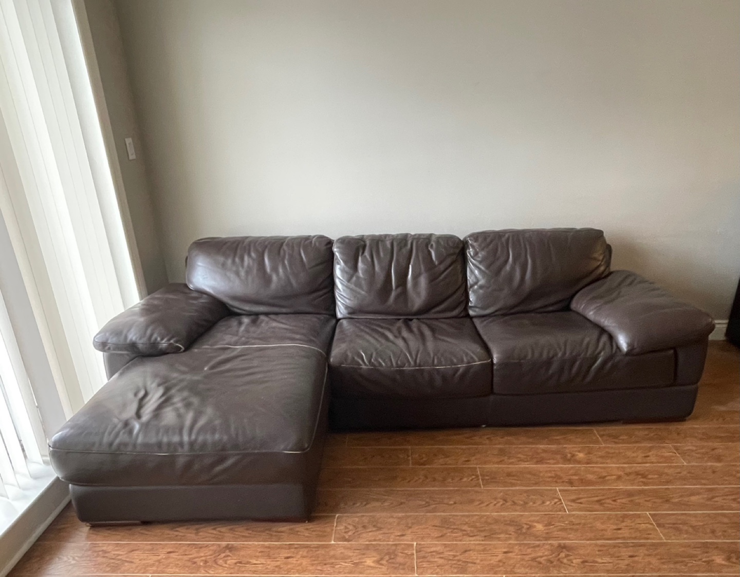 Brown Leather Sectional Sofa - photo 2