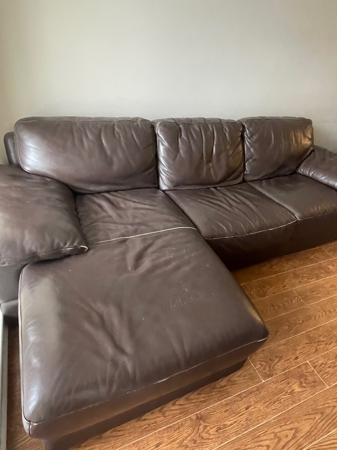 Brown Leather Sectional Sofa - photo 3