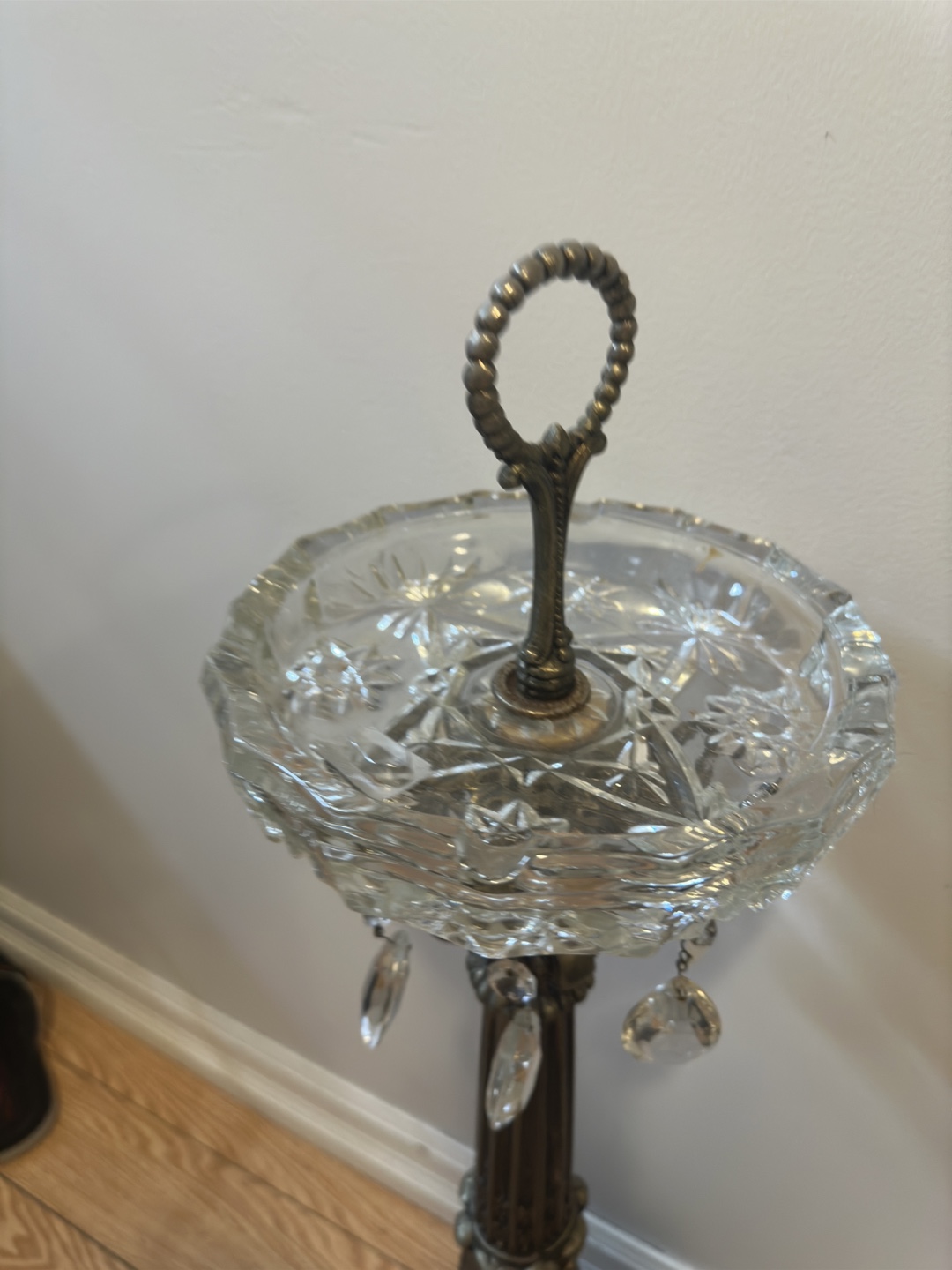 Vintage Crystal and Brass Ashtray Stand - photo 4