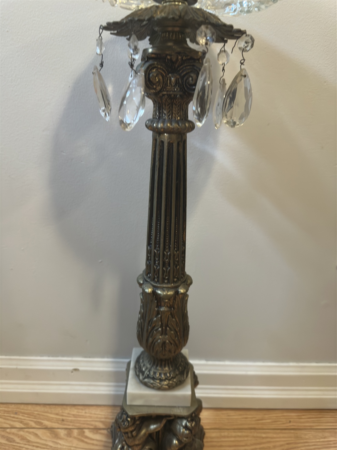 Vintage Crystal and Brass Ashtray Stand