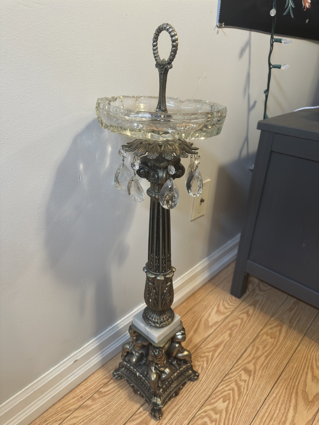 Vintage Crystal and Brass Ashtray Stand - photo 5