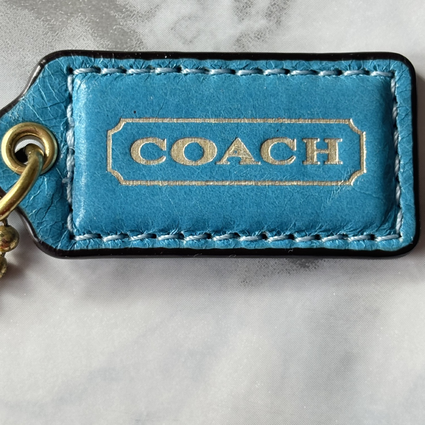 Coach Small Leather Hangtag in Turquoise with Brass Hardware - photo 5