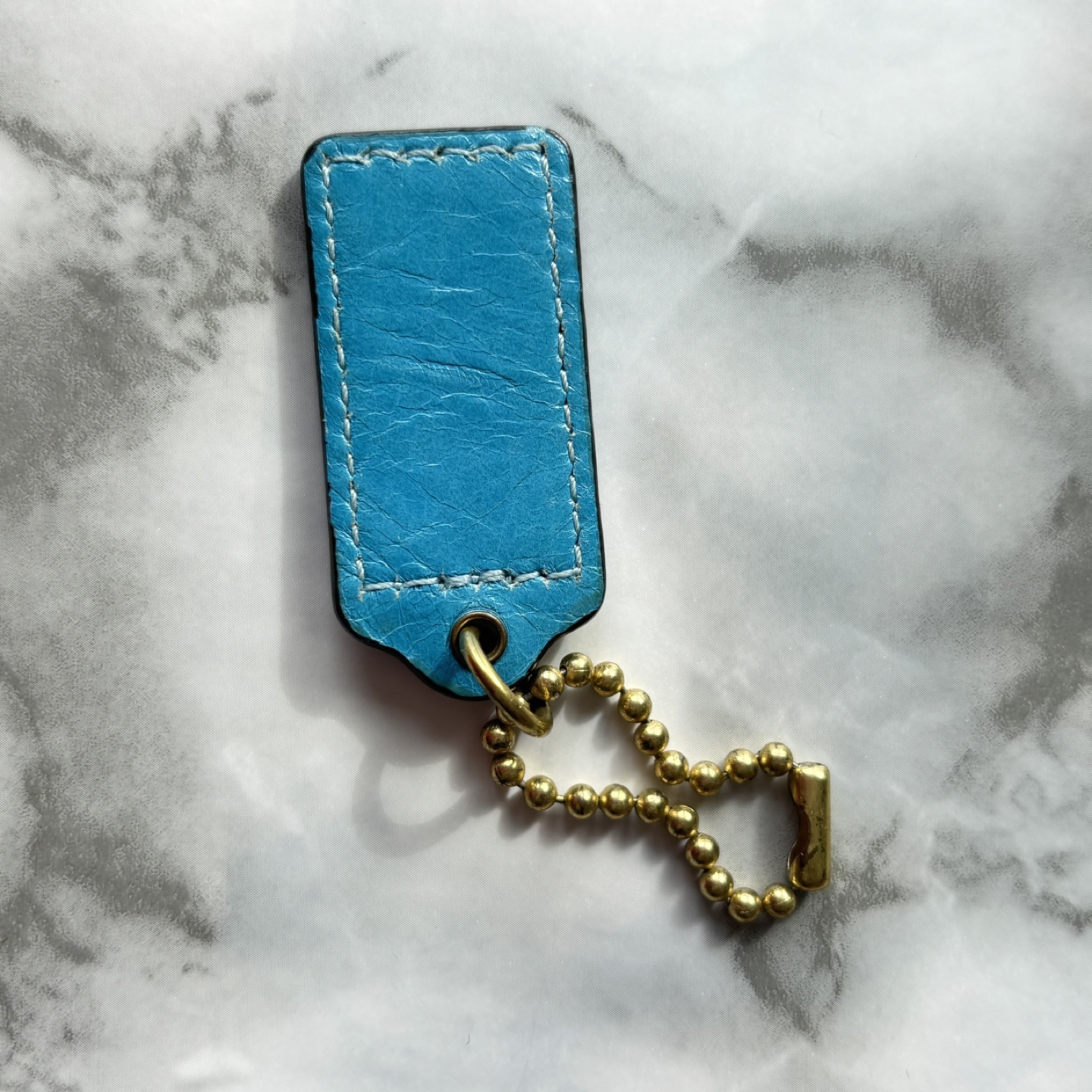 Coach Small Leather Hangtag in Turquoise with Brass Hardware - photo 3