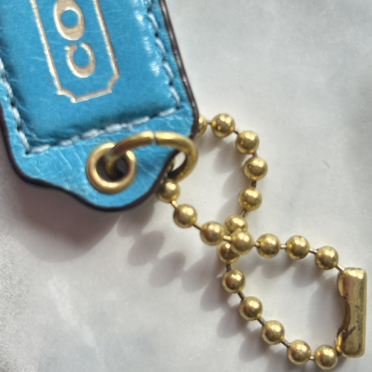 Coach Small Leather Hangtag in Turquoise with Brass Hardware - photo 4