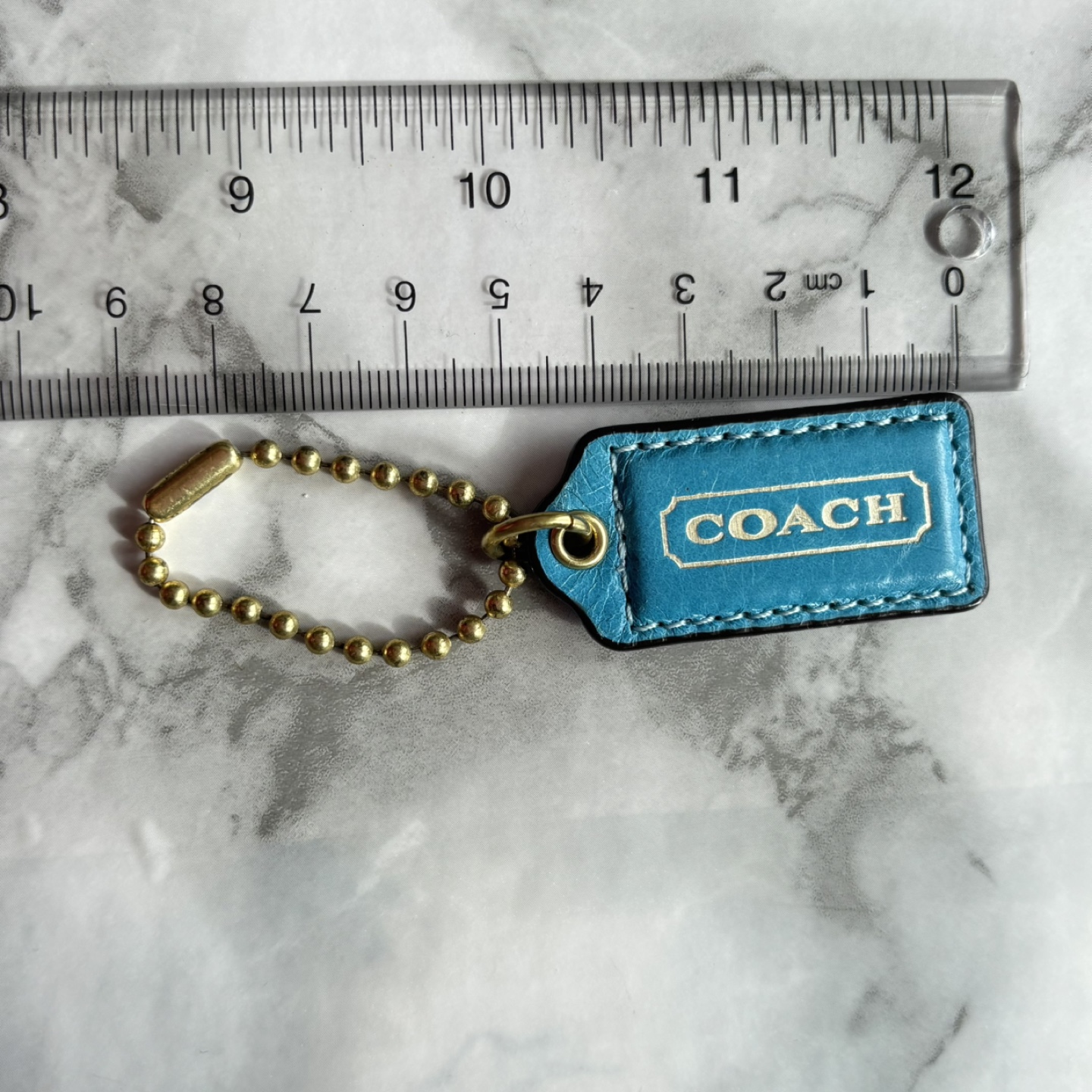 Coach Small Leather Hangtag in Turquoise with Brass Hardware - photo 2