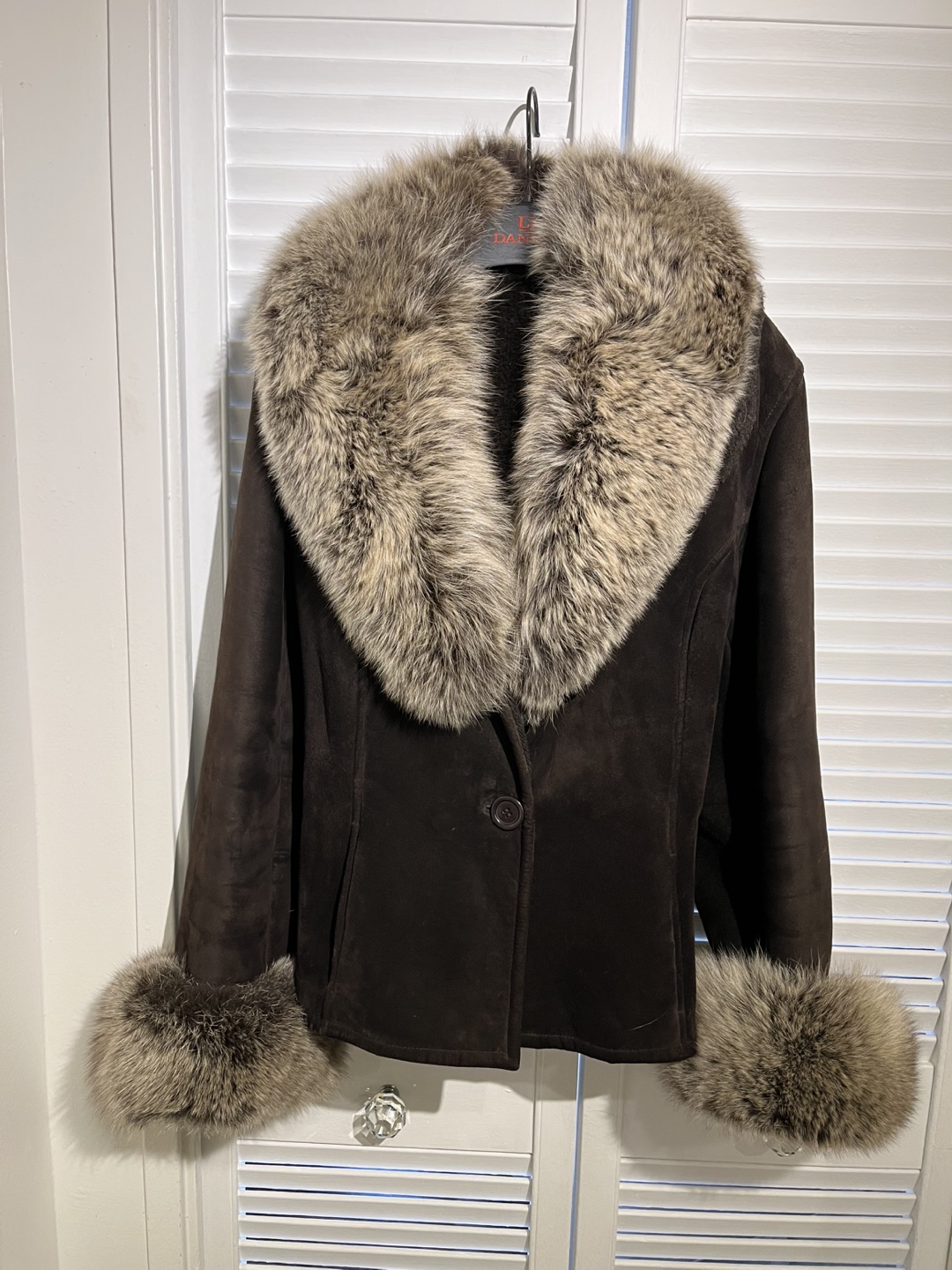 Brown Suede Jacket with Fox Fur Trim