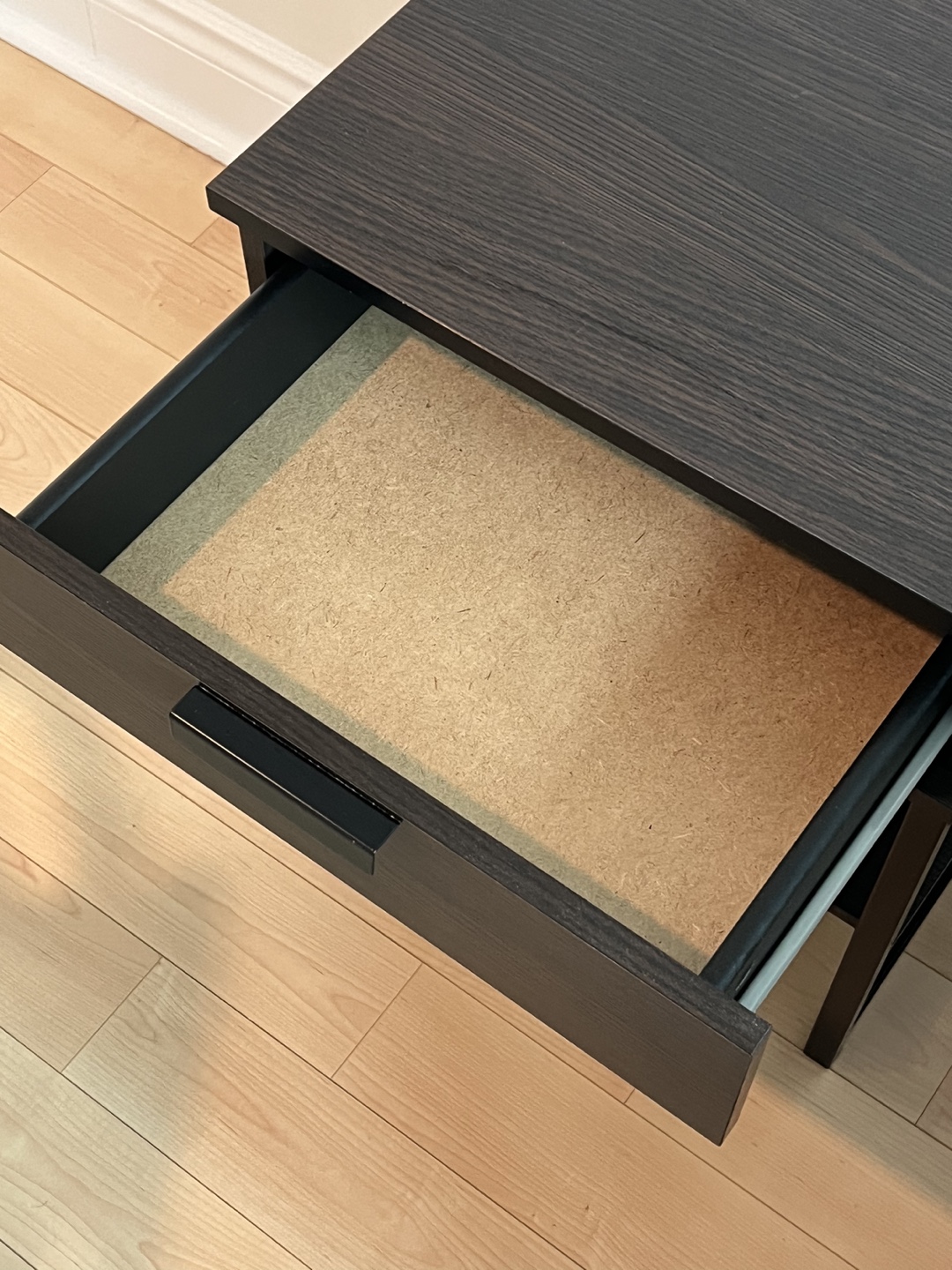 Dark Brown One-Drawer Nightstand with Metal Frame - photo 5