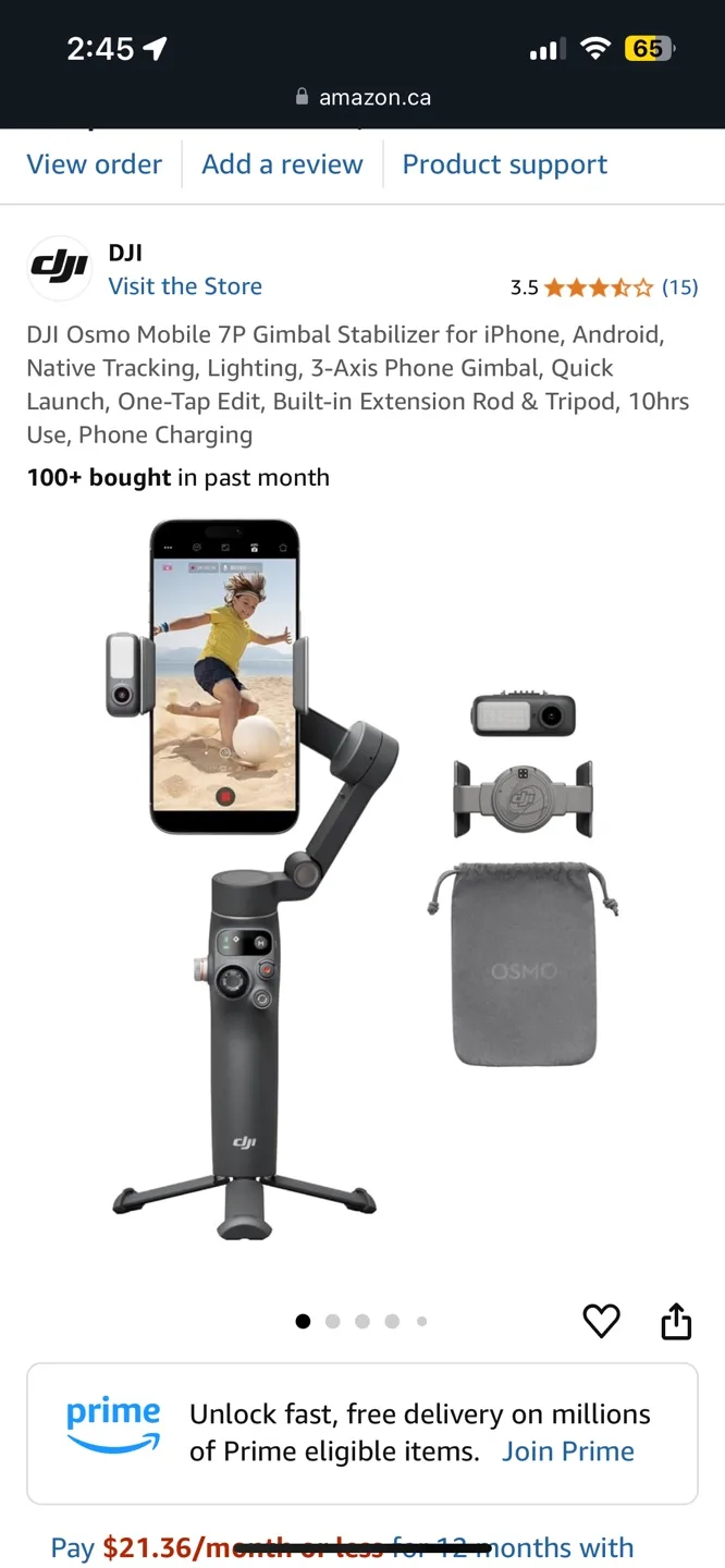DJI Osmo Mobile 7 Gimbal Stabilizer thumbnail