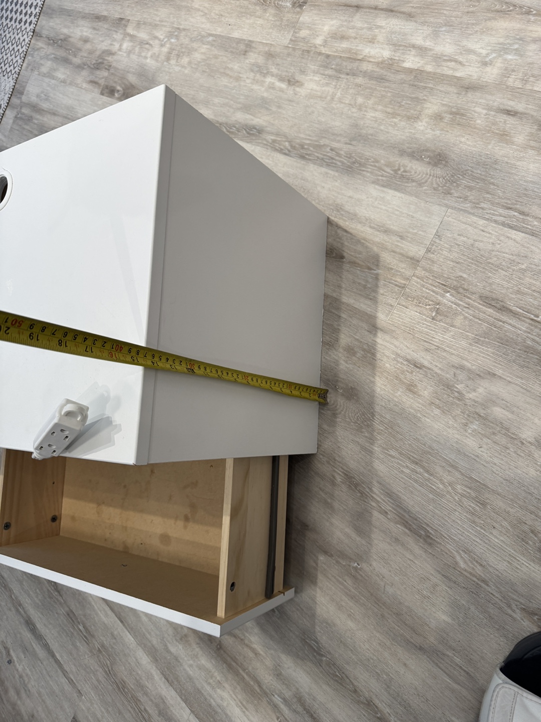White Nightstand with Drawer and Cable Hole - photo 3