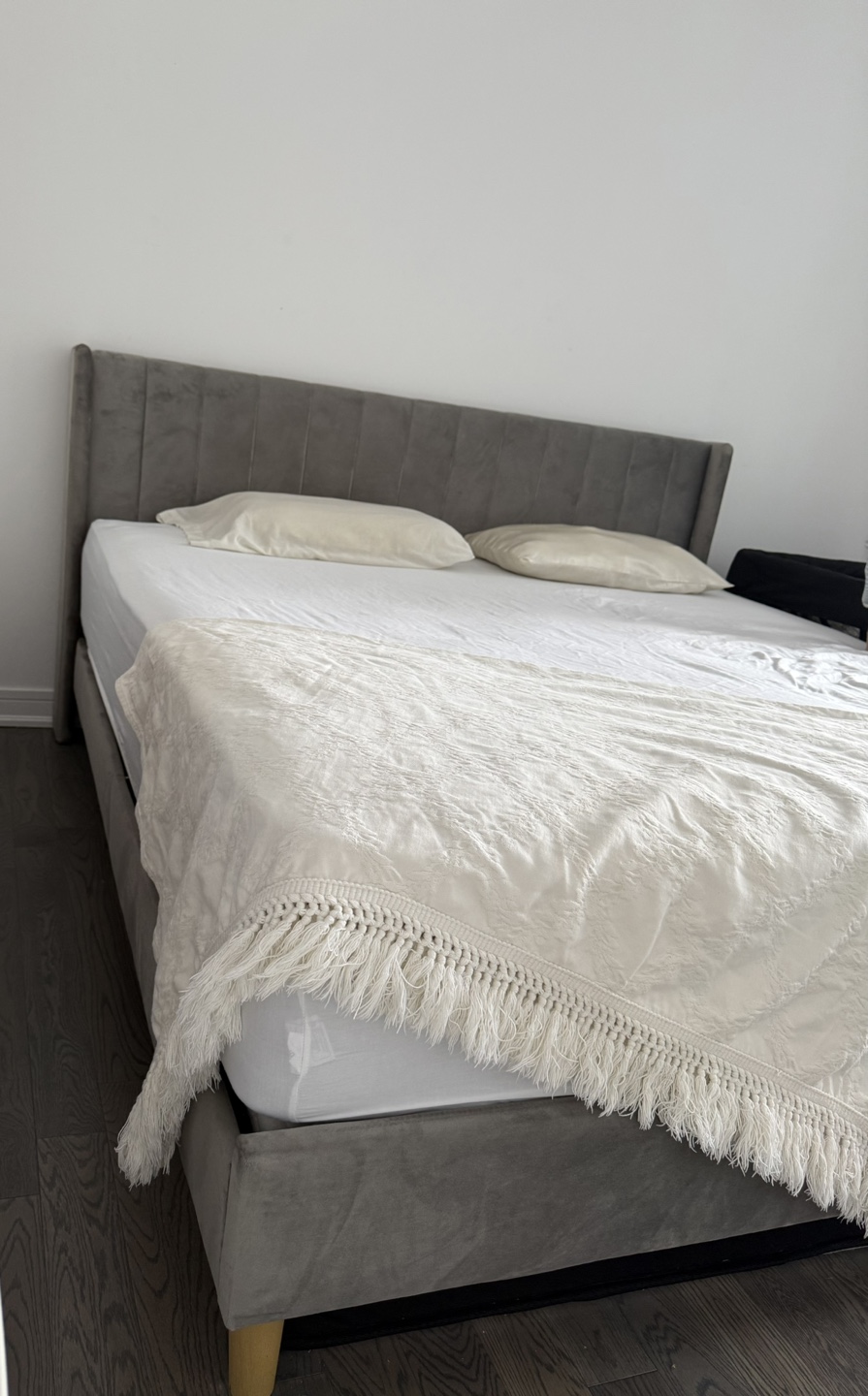 King Size Grey Velvet Bed Frame