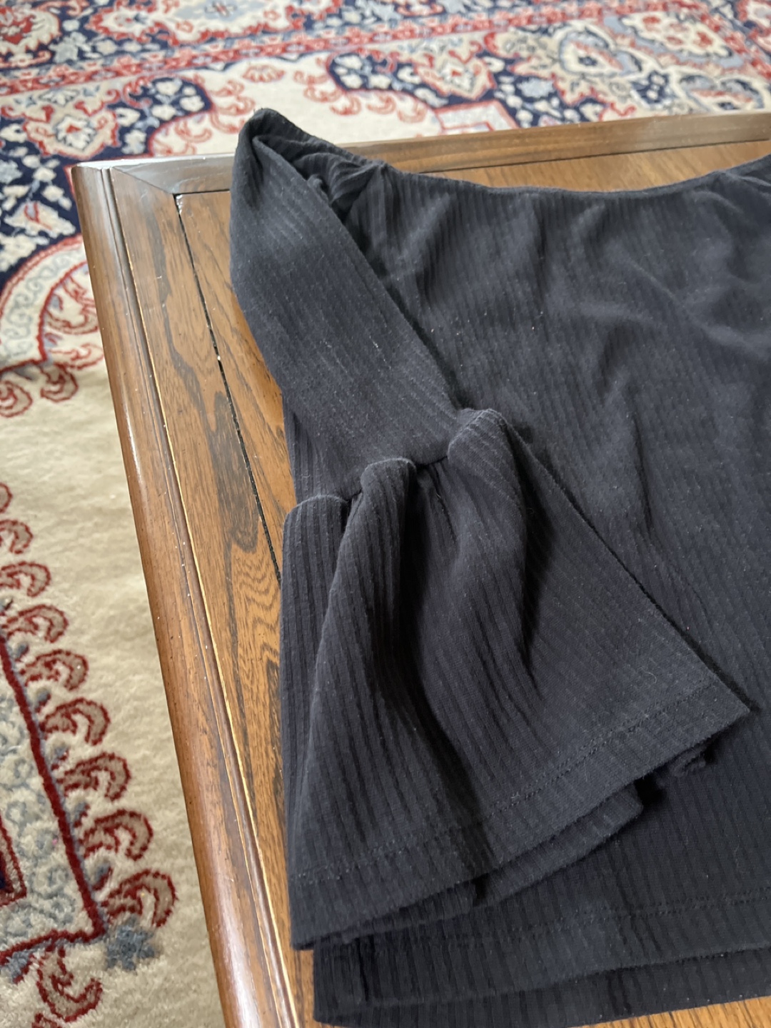 Black ribbed bell sleeve top #freecycle - photo 2
