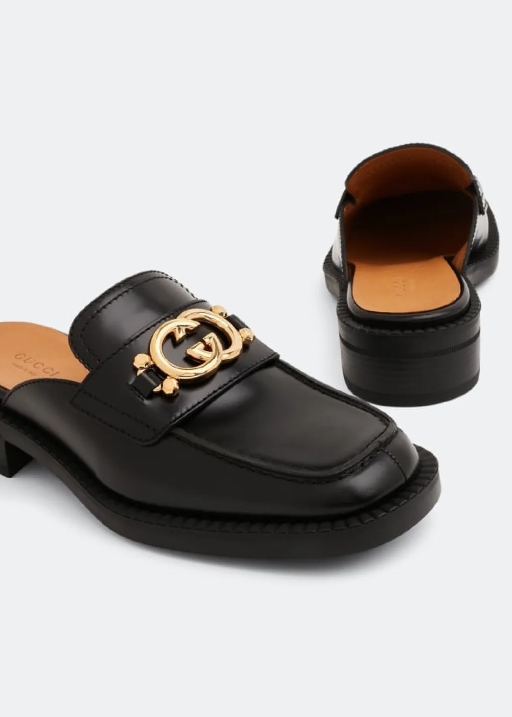 Authentic Brand New Gucci Black Leather  Mules size 8 image indicator(2)
