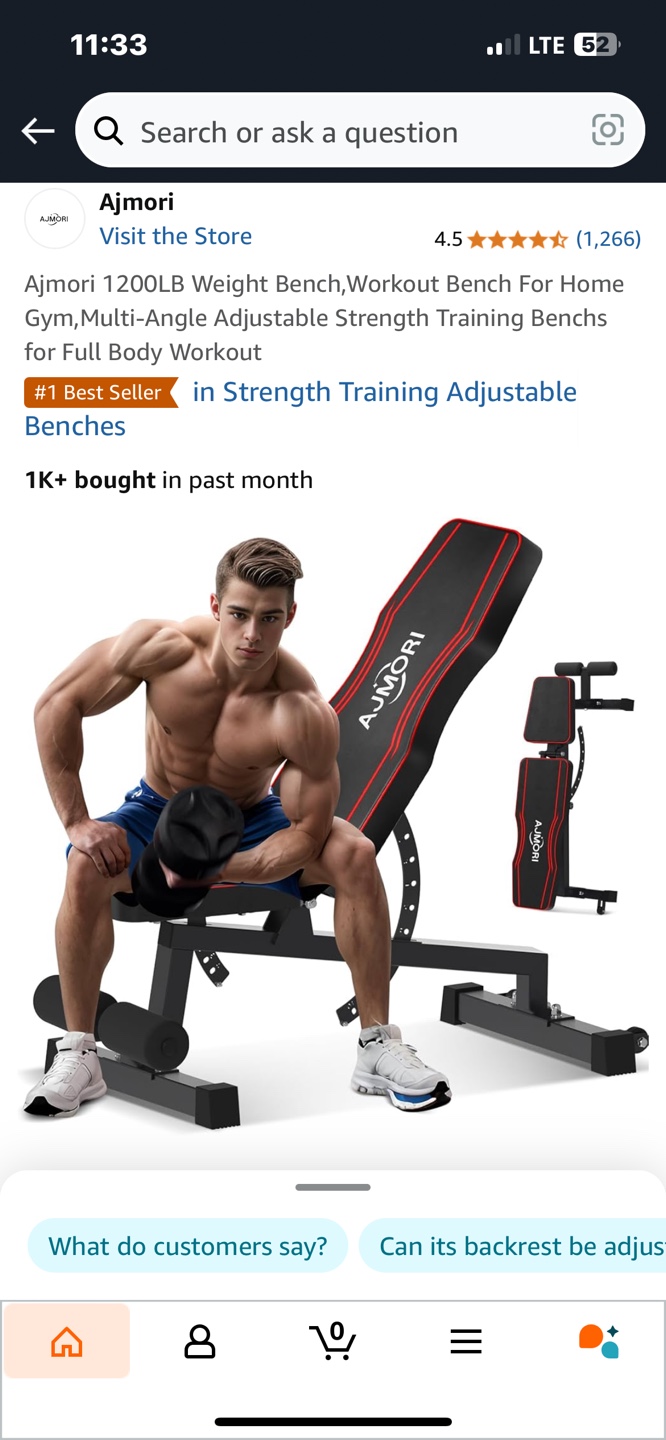 Ajmori 1200LB Adjustable Weight Bench