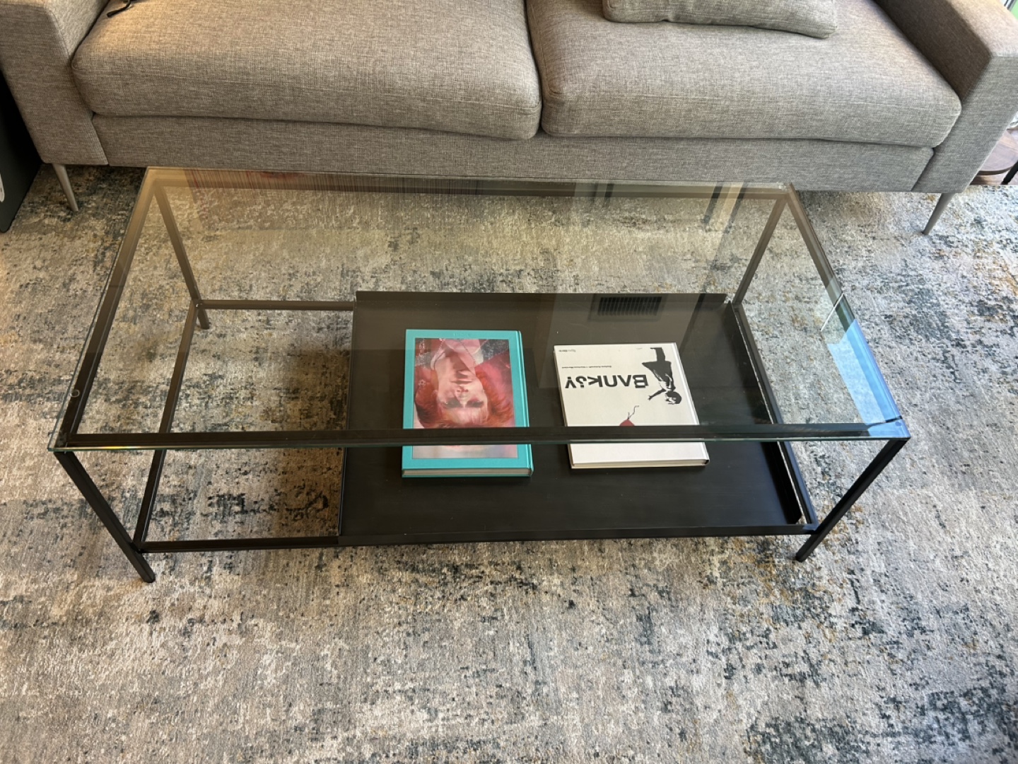 Modern Glass Top Coffee Table with Metal Frame - photo 2