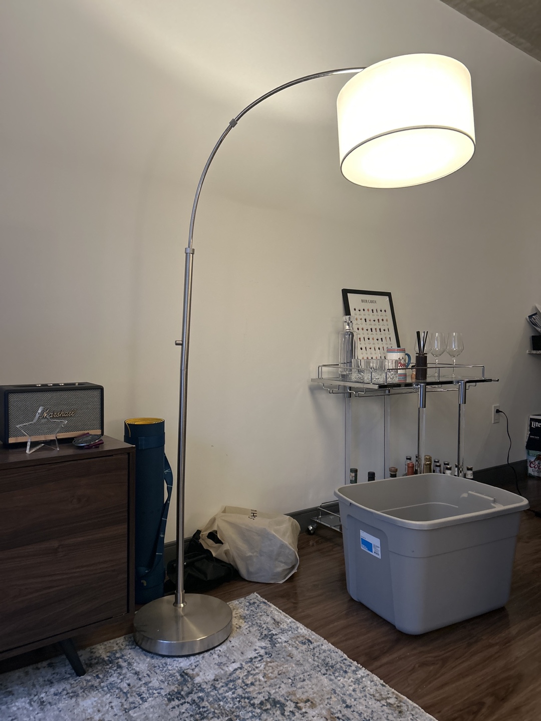 Silver Arc Floor Lamp with White Shade - photo 2