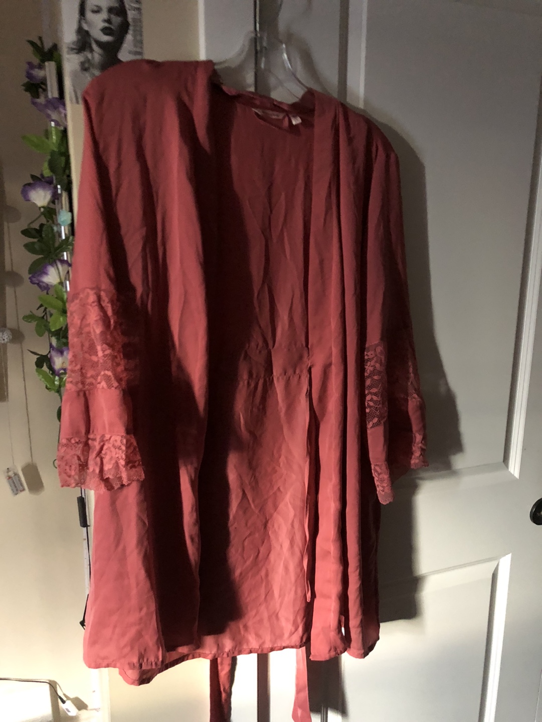 Pink Lace Trim Robe - Size L