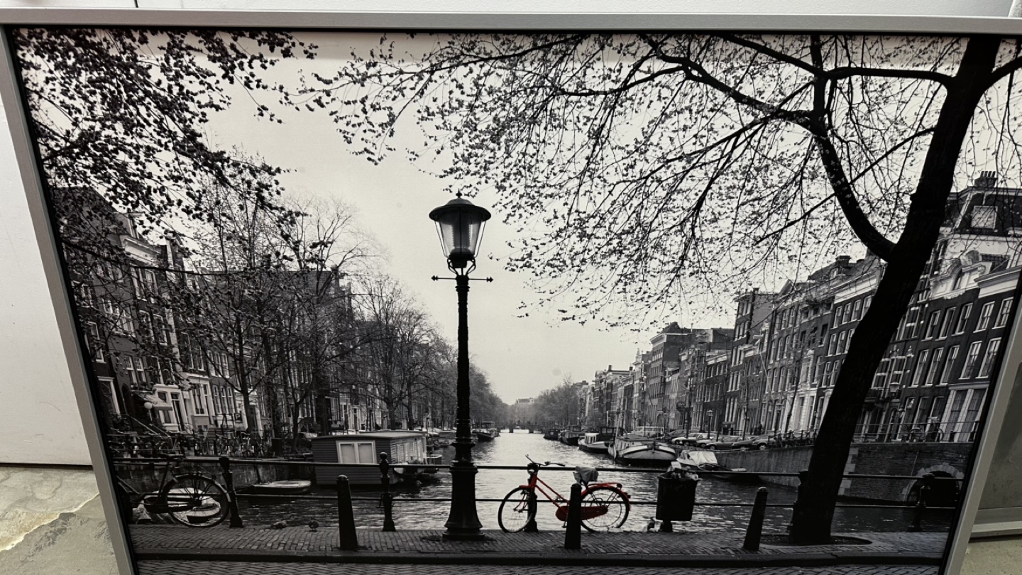 Framed Black and White Canal Scene Print - photo 2