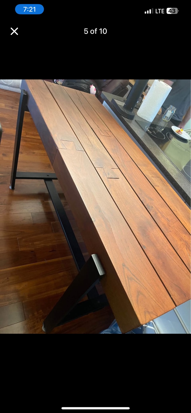 Structube - PACIFICA solid acacia wood and iron bar table 165 cm - photo 2