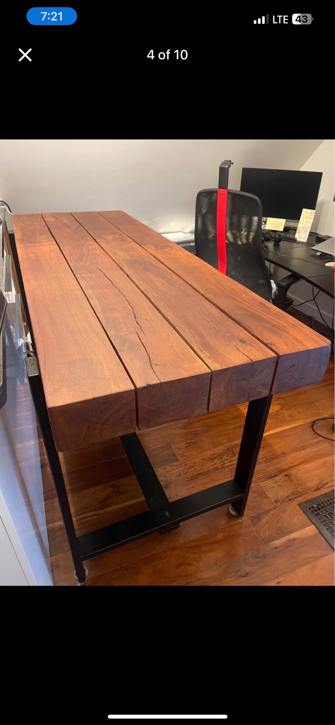 Structube - PACIFICA solid acacia wood and iron bar table 165 cm - photo 4