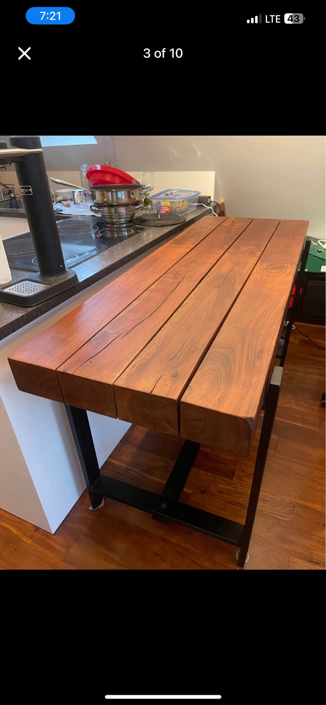 Structube - PACIFICA solid acacia wood and iron bar table 165 cm