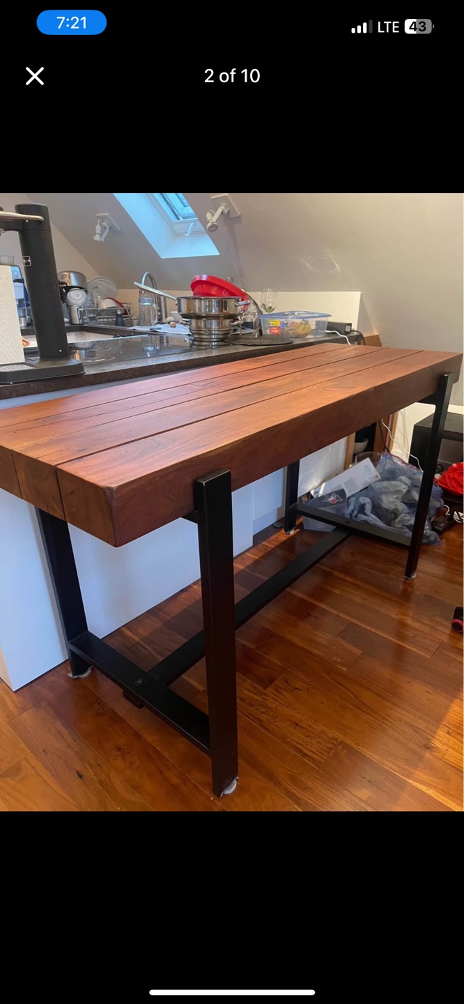 Structube - PACIFICA solid acacia wood and iron bar table 165 cm - photo 3
