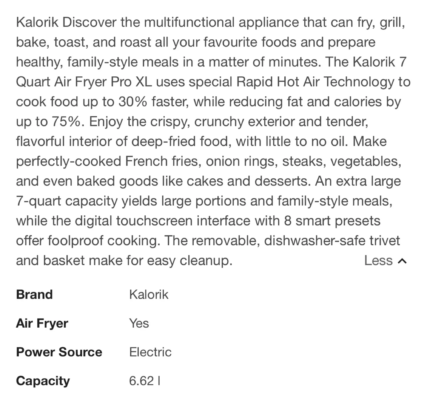 Kalorik 7-Quart Digital XL Air Fryer Pro image indicator(5)