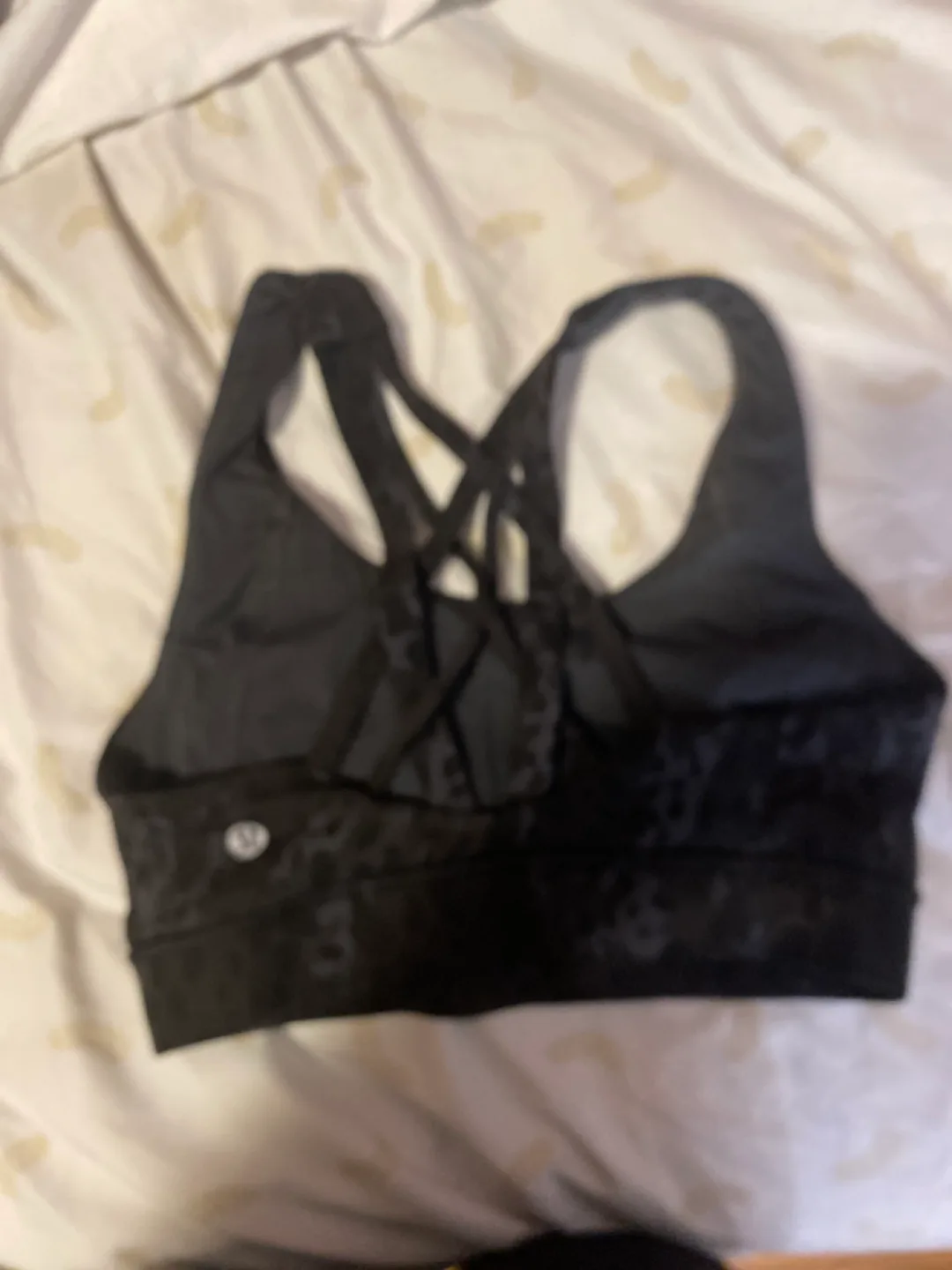 Lululemon Energy Bra - Black Leopard Print - Size 6 image indicator(2)