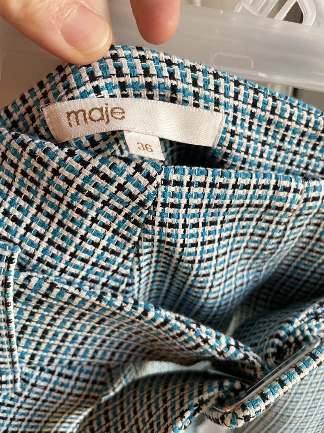 Maje Blue & White Checked Shorts Size 36 - photo 2