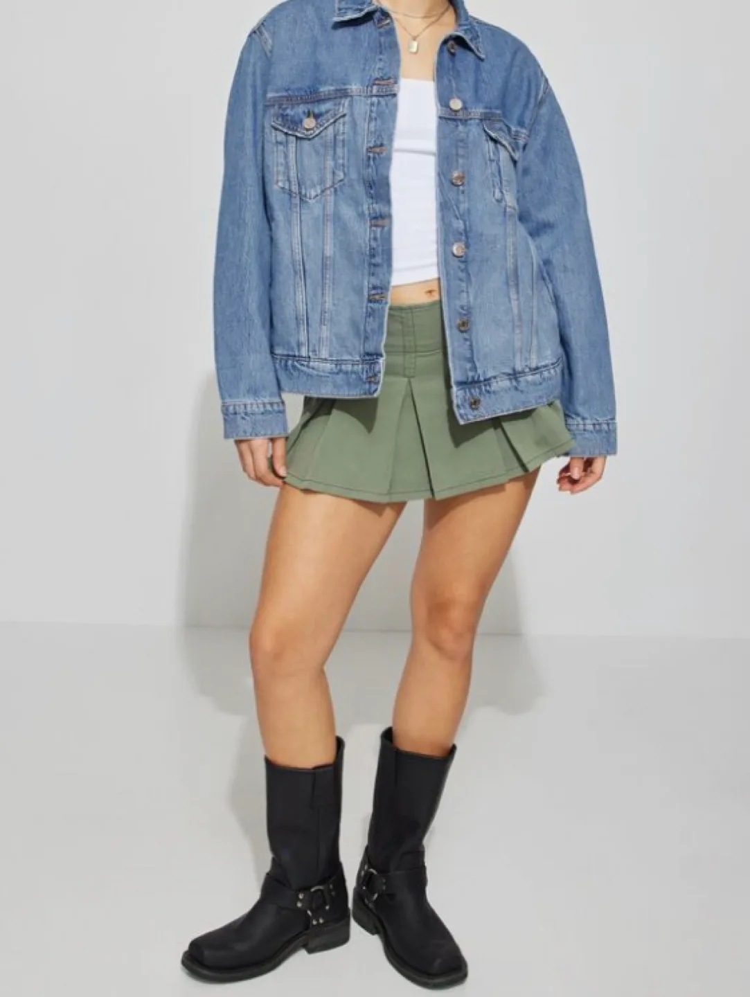 Garage - Olive Green Pleated Mini Skort image indicator(3)