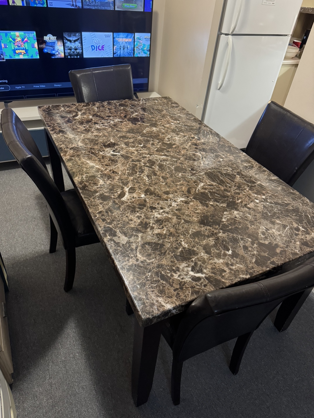 Dining Table Set - 4 Chairs, Marble Top - photo 4