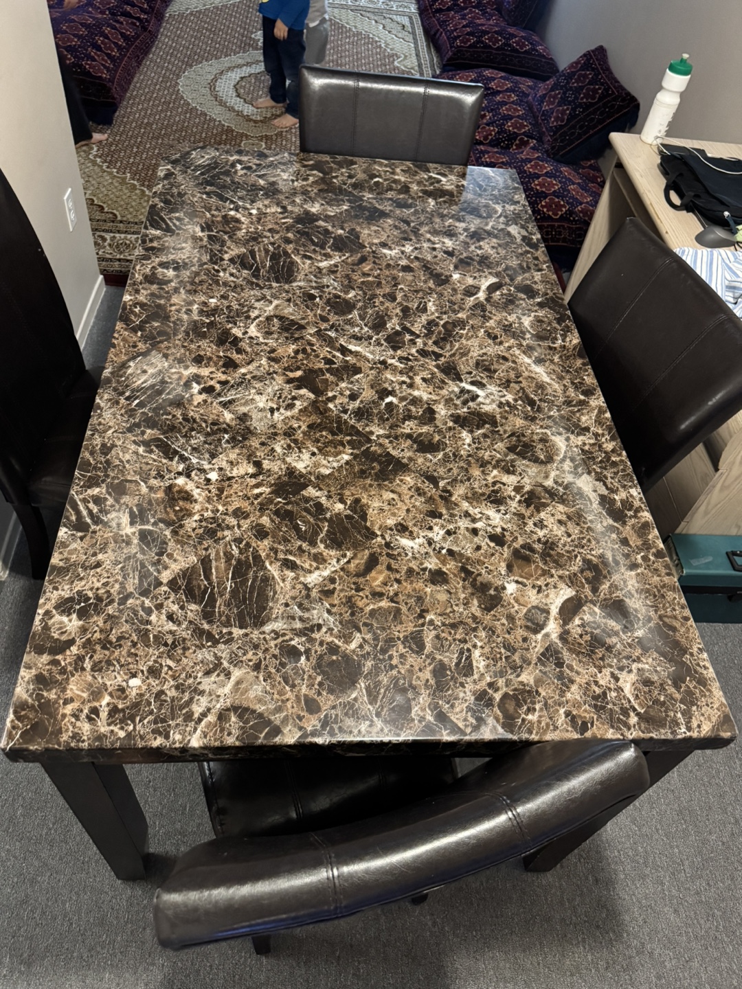 Dining Table Set - 4 Chairs, Marble Top - photo 2