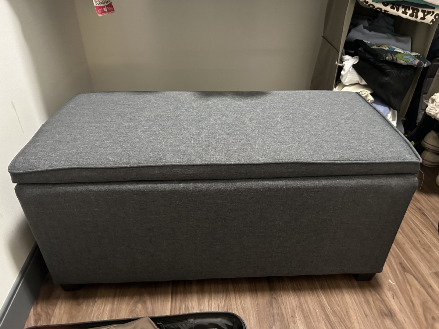 Gray Storage Ottoman Bench
