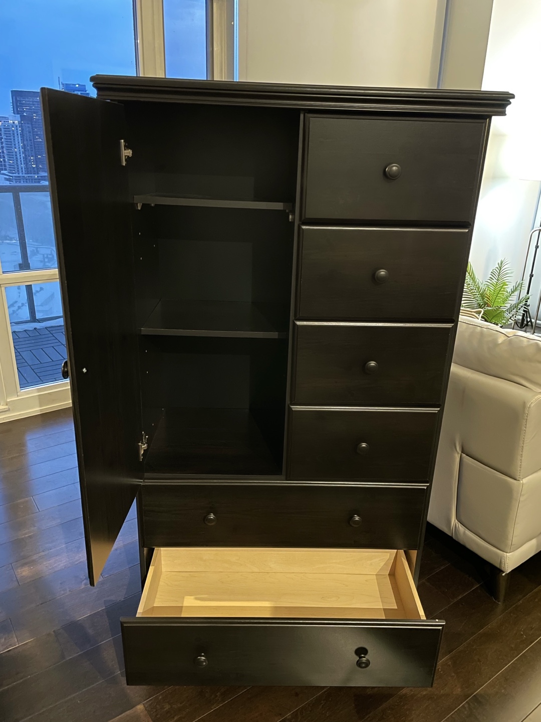 Dark Brown Armoire with Drawers - photo 2
