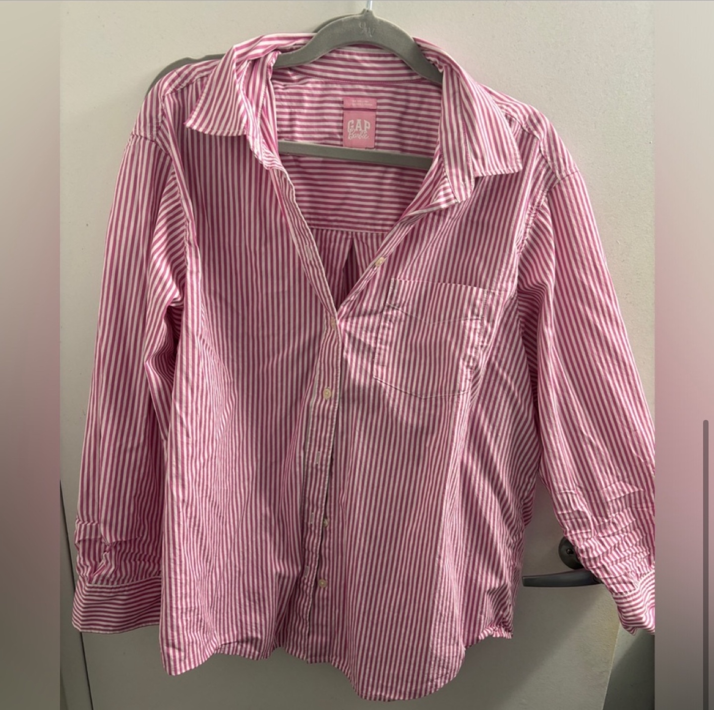 Gap Barbie Pink Striped Button-Down Shirt - Size M - photo 2