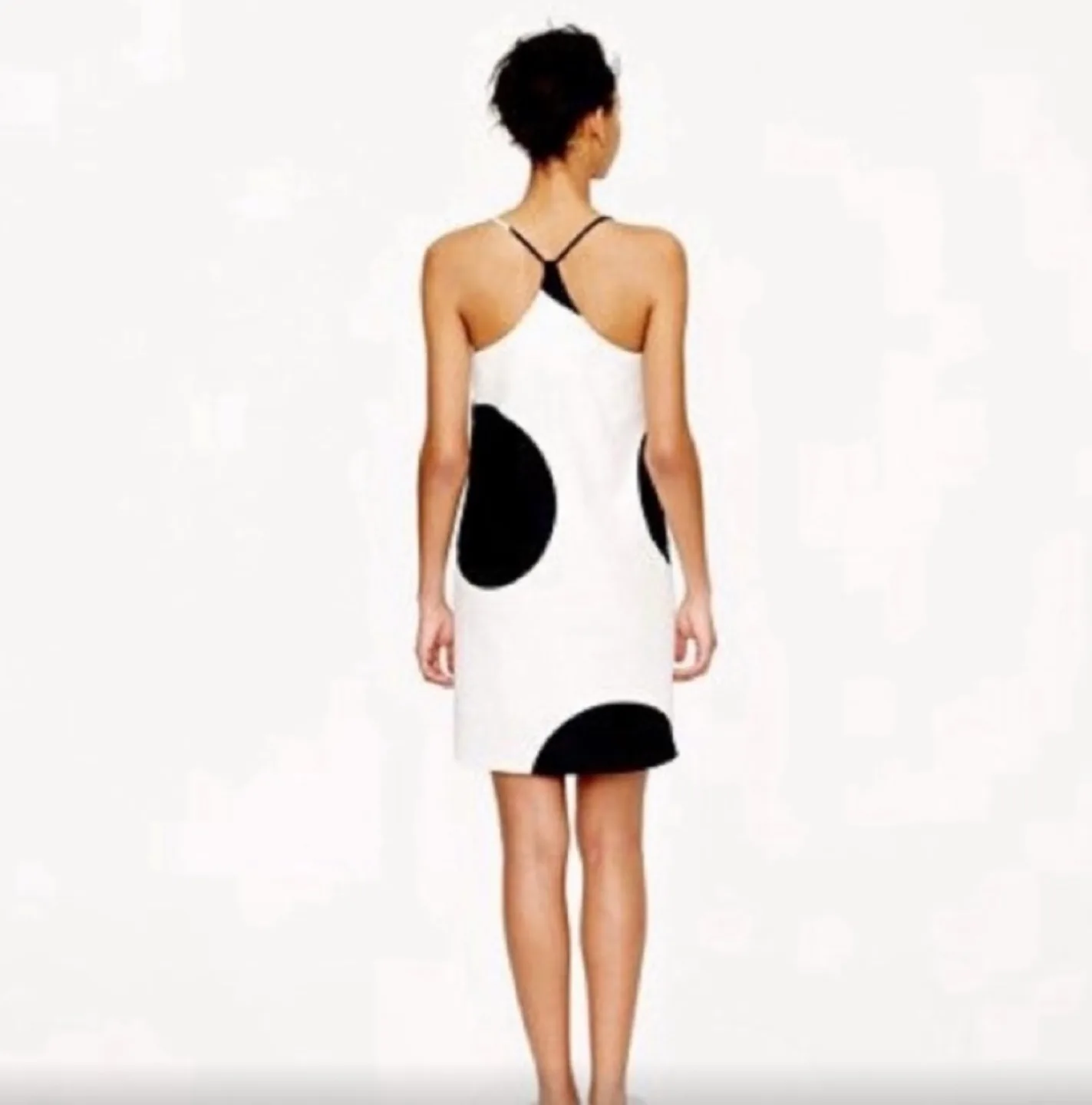 J.Crew Factory cream and black polka dot slip dress image indicator(2)