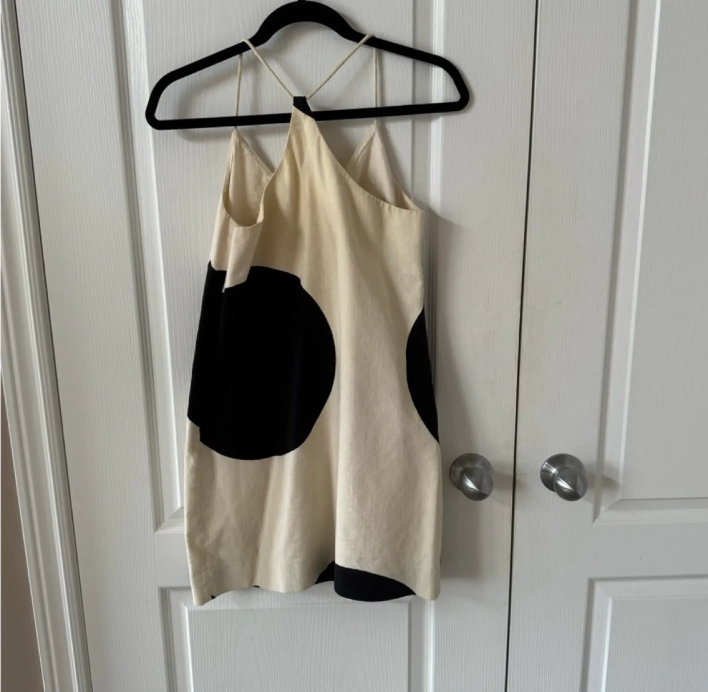J.Crew Factory cream and black polka dot slip dress image indicator(4)