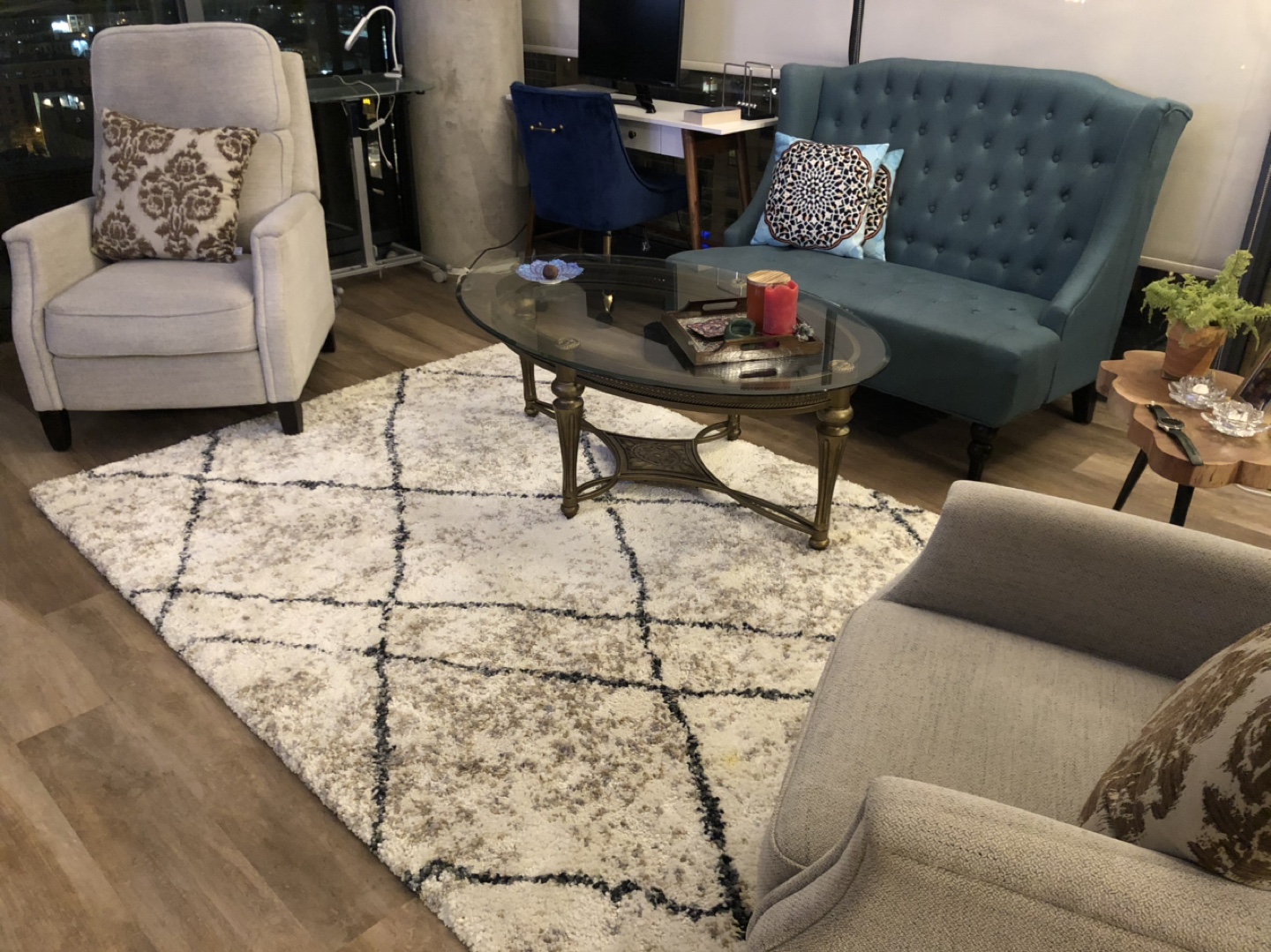 Recliner Chair, Beige Fabric - photo 4