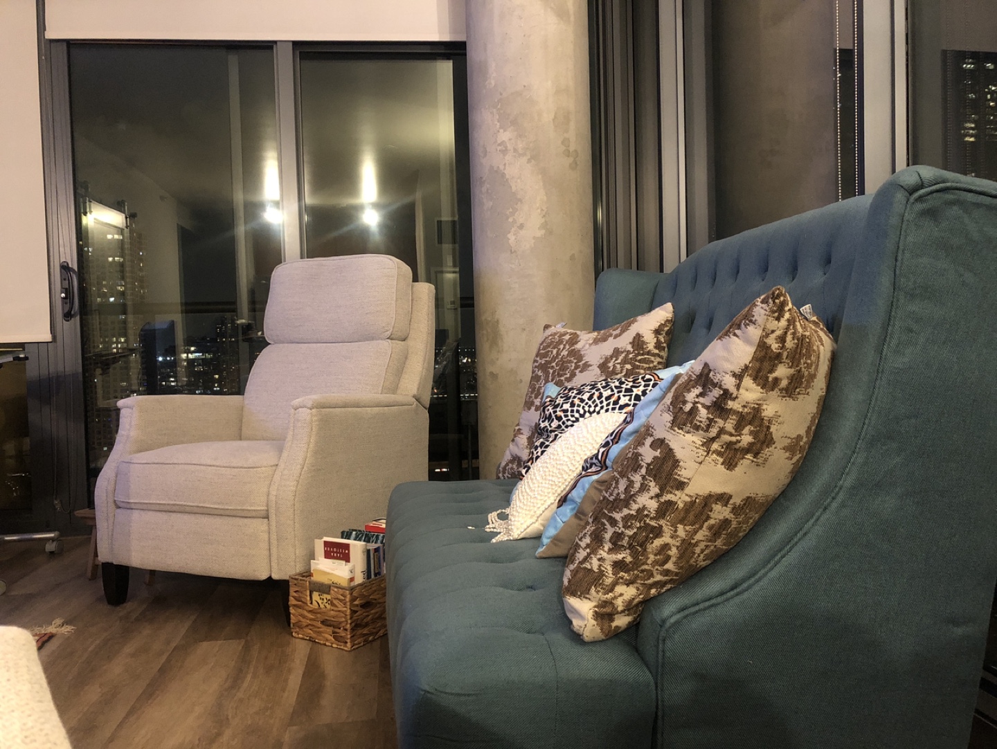 Recliner Chair, Beige Fabric