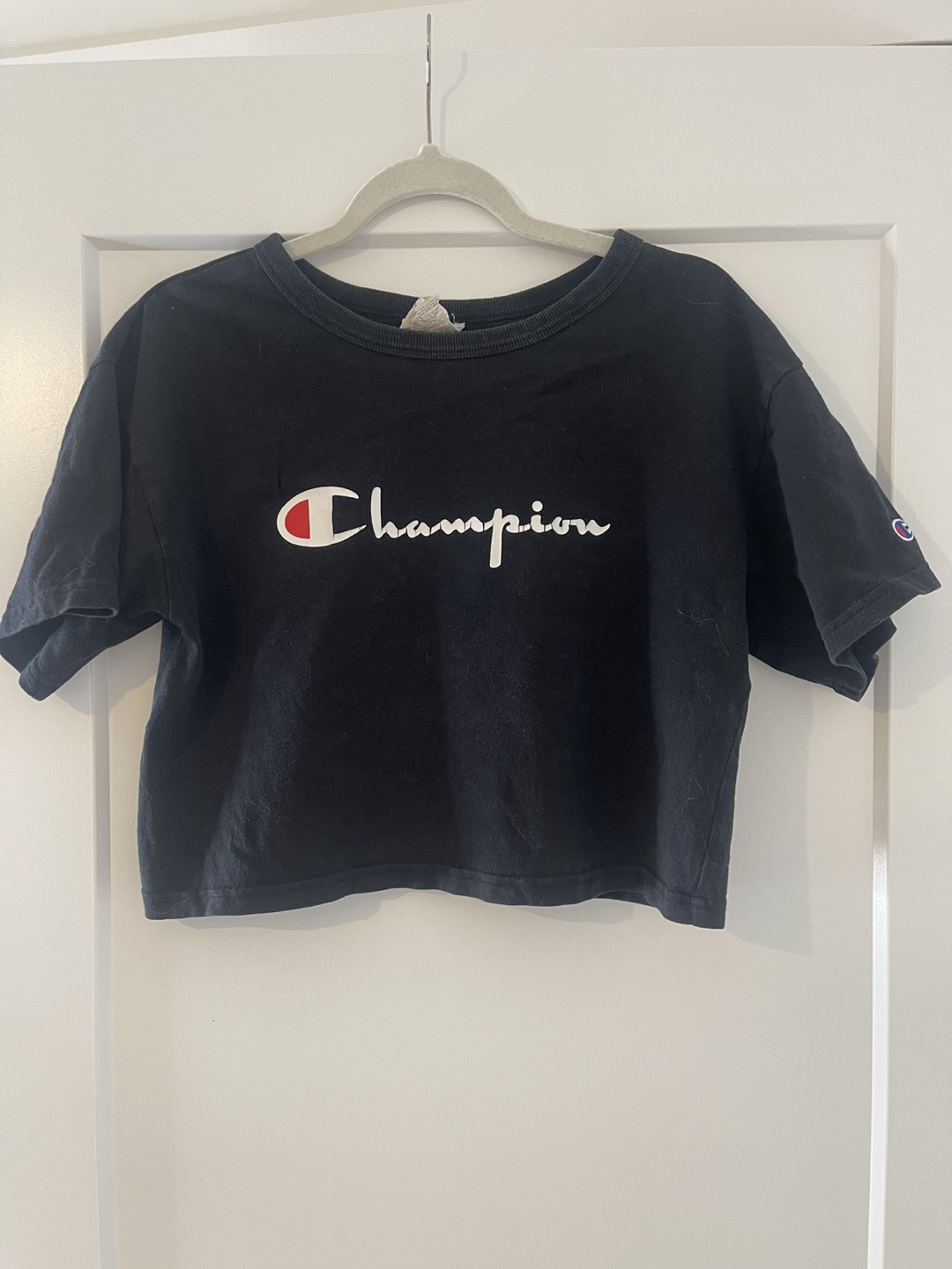 Black Champion Crop Top