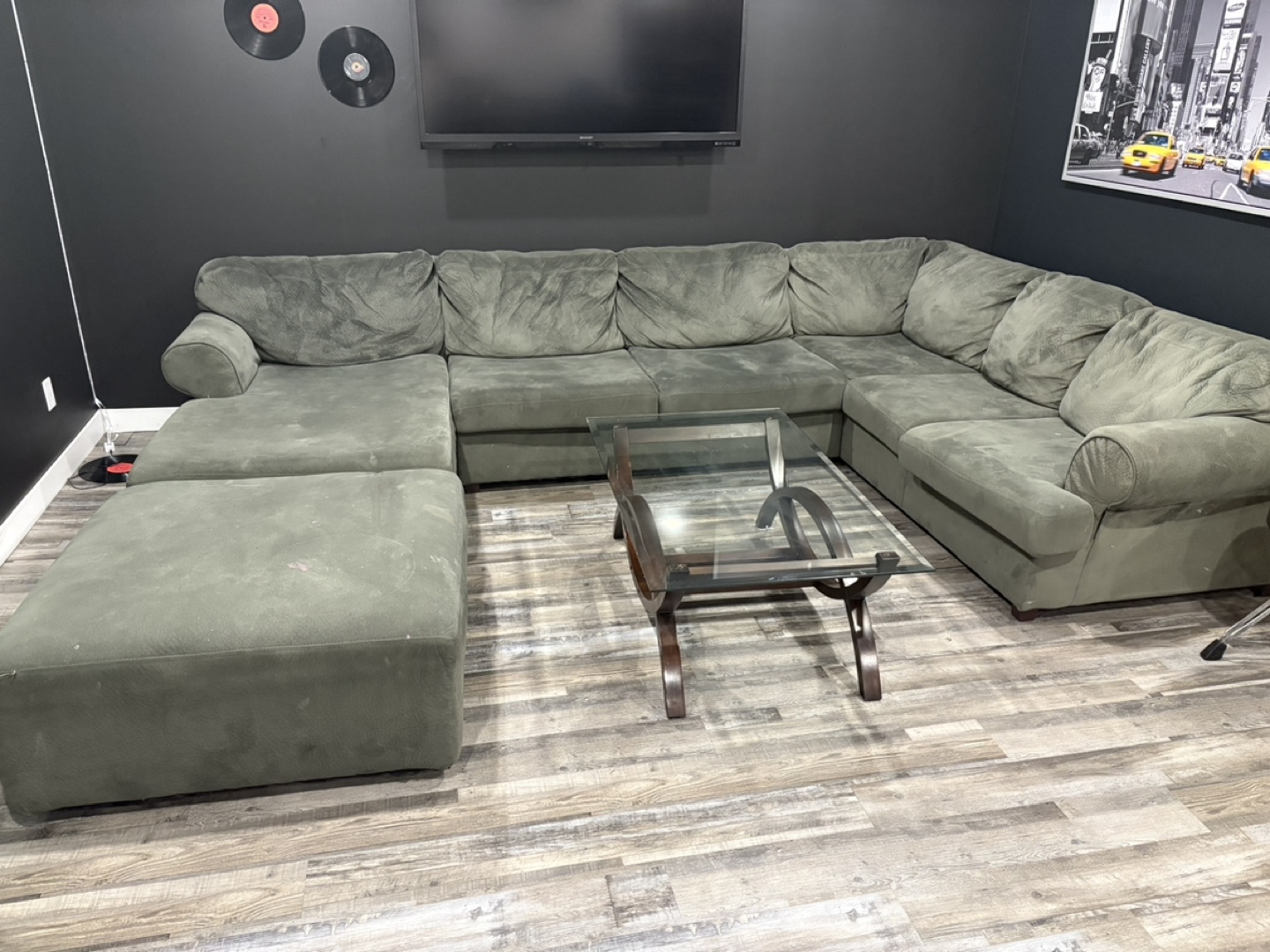 Large L-Shaped Sectional Sofa with Ottoman